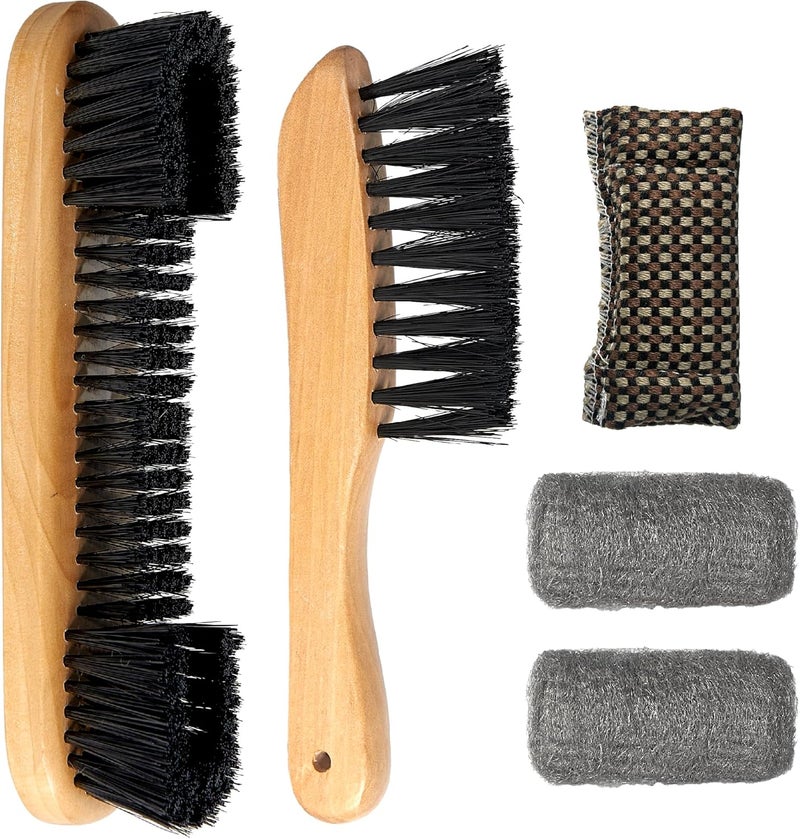 LAKINGO Pool Table Brush Set for Felt, 5 Kit Billiard Table and Rail Cleaning Accessories with 2 Wood Brush, 2 Ferrule Polish Cloths, Cue Shaft Cleaner Cloth - Image 1